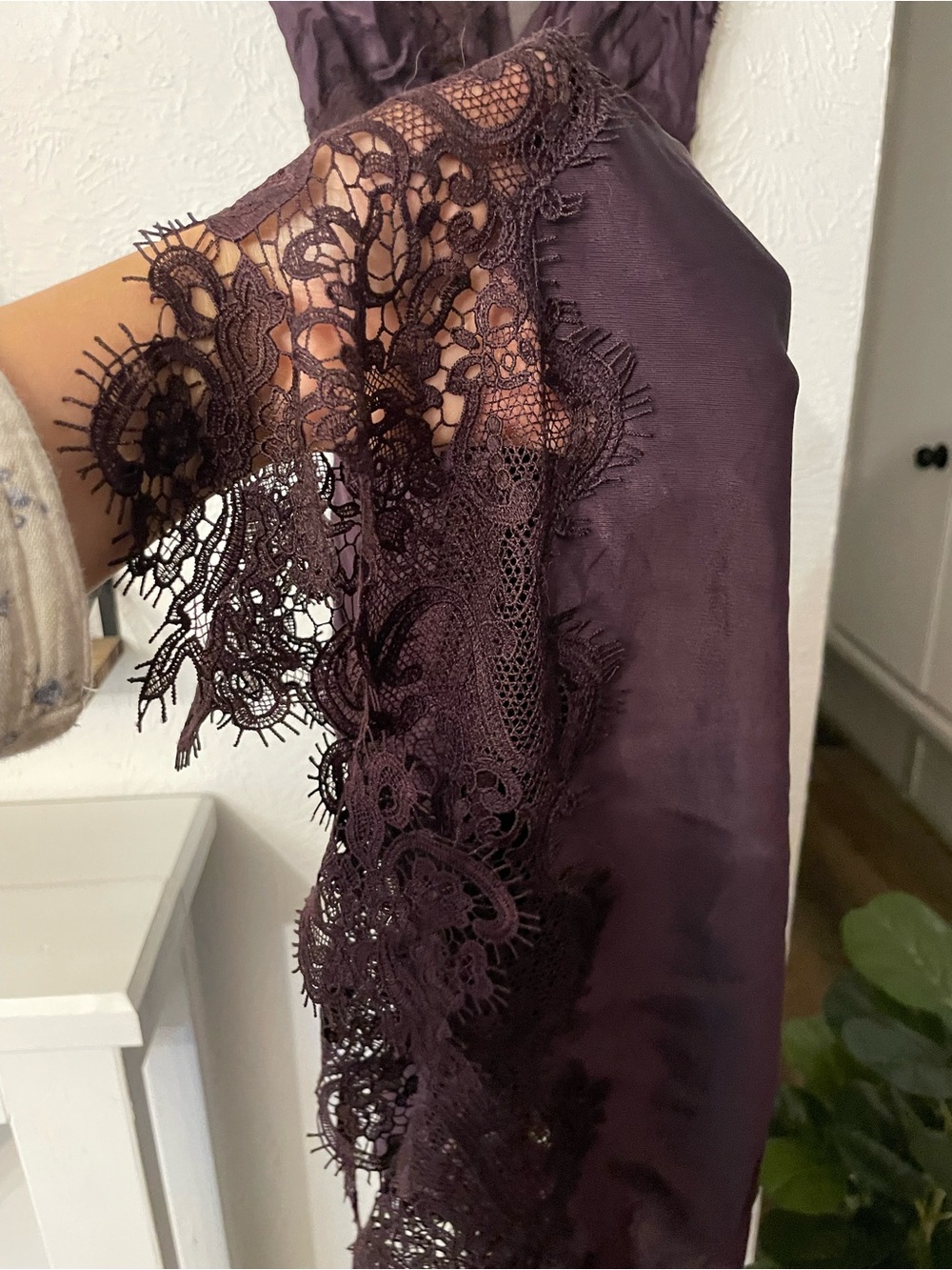 BHLDN Plum Lace-Trim Midi Dress - Picture 9 of 10